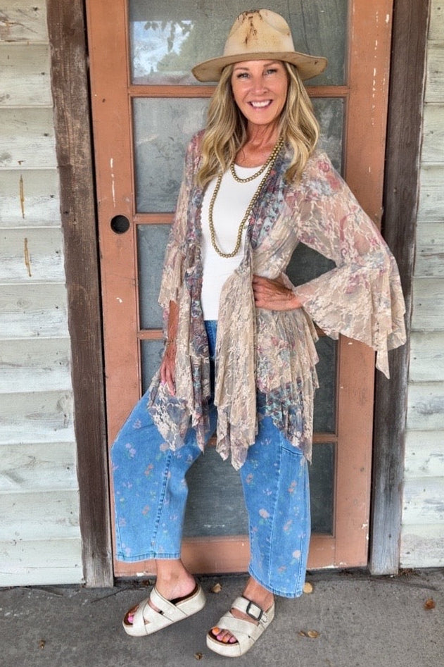 Outlaw Taupe Turq Cardigan