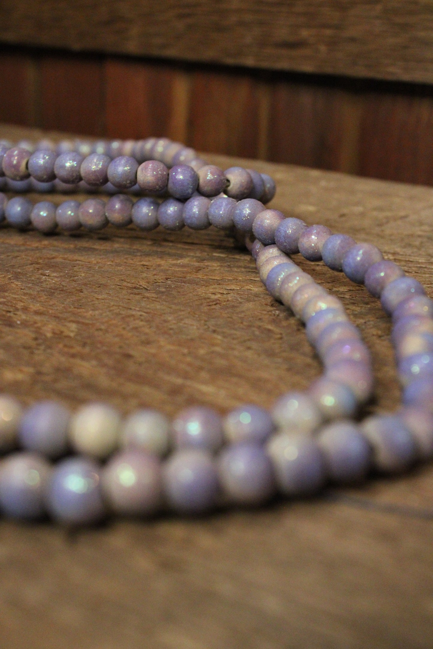 Lilac Teakwood Bead Necklace