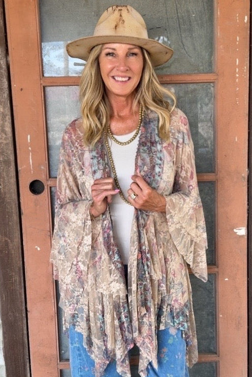 Outlaw Taupe Turq Cardigan