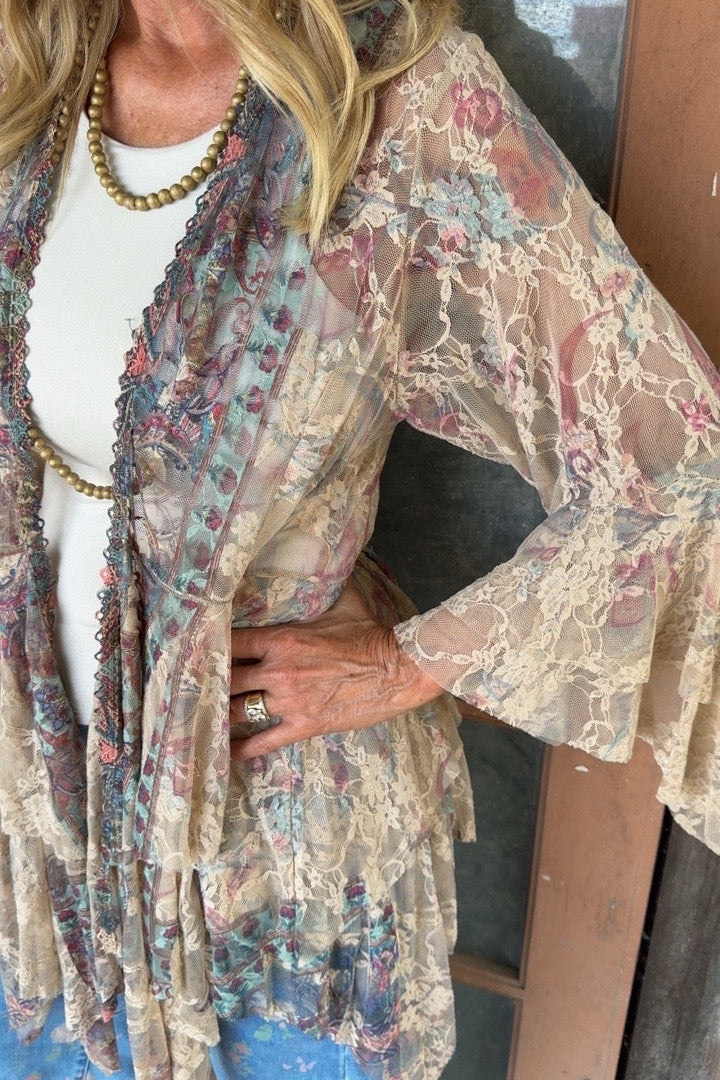 Outlaw Taupe Turq Cardigan