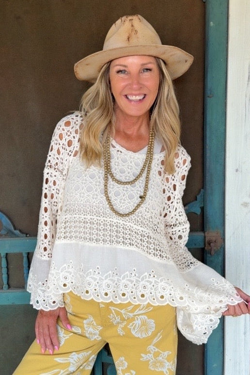 Country Romance Crochet Lace Top