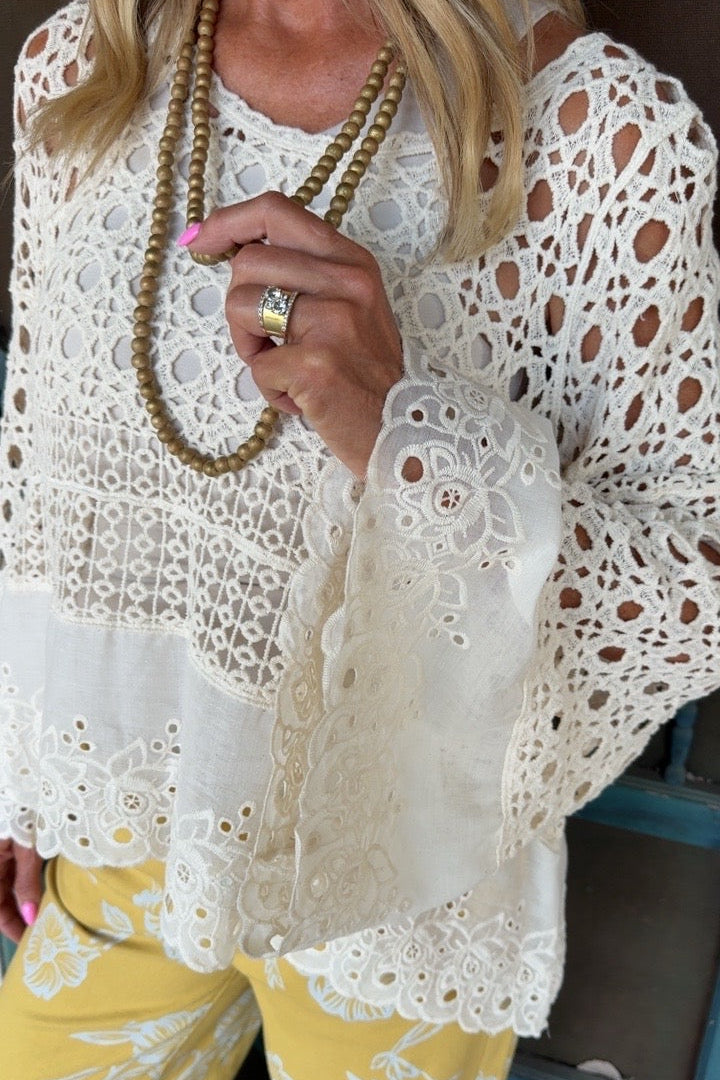Country Romance Crochet Lace Top