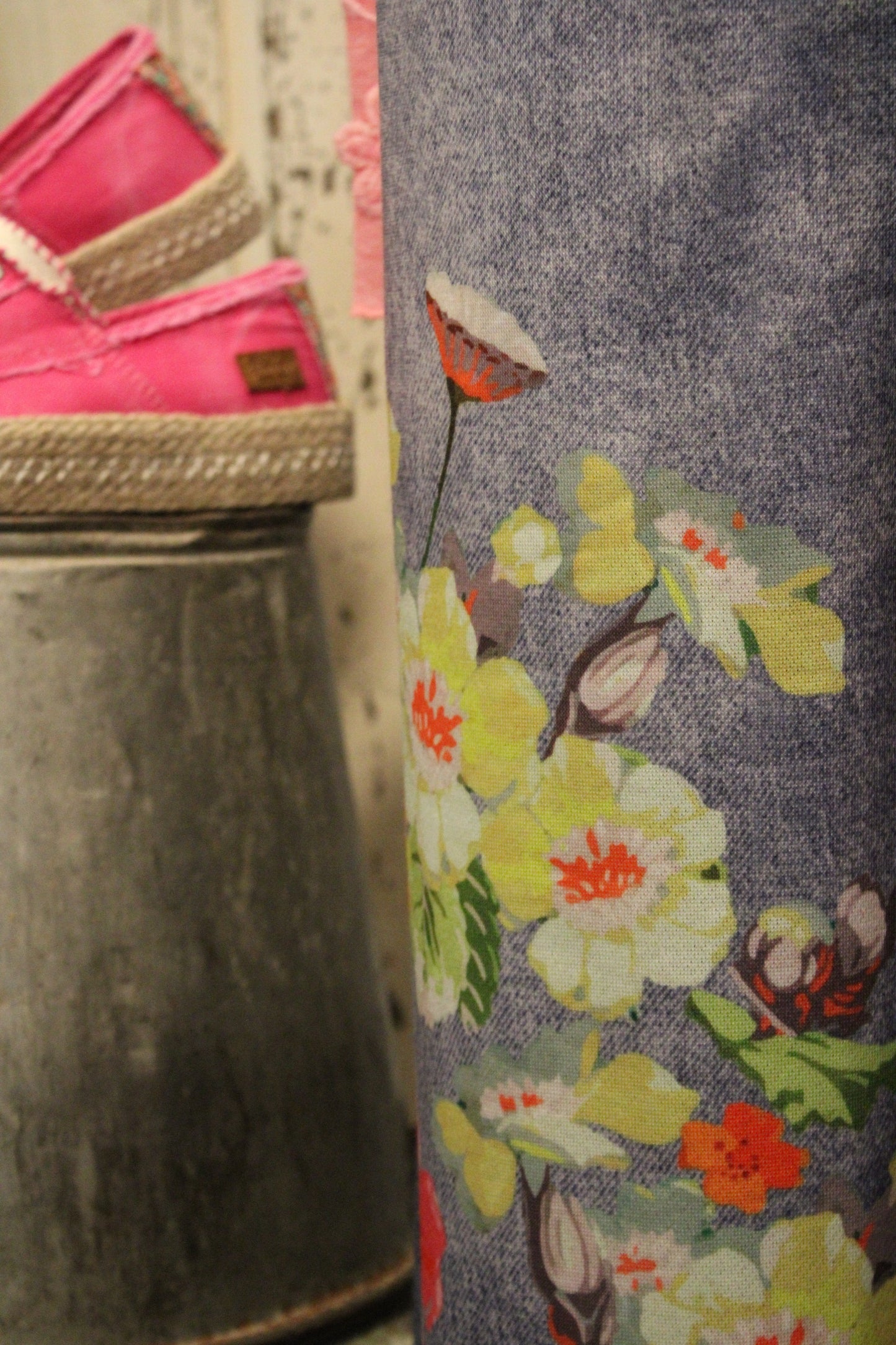 Floral Fantasy Wide Leg Faux Denim Pants