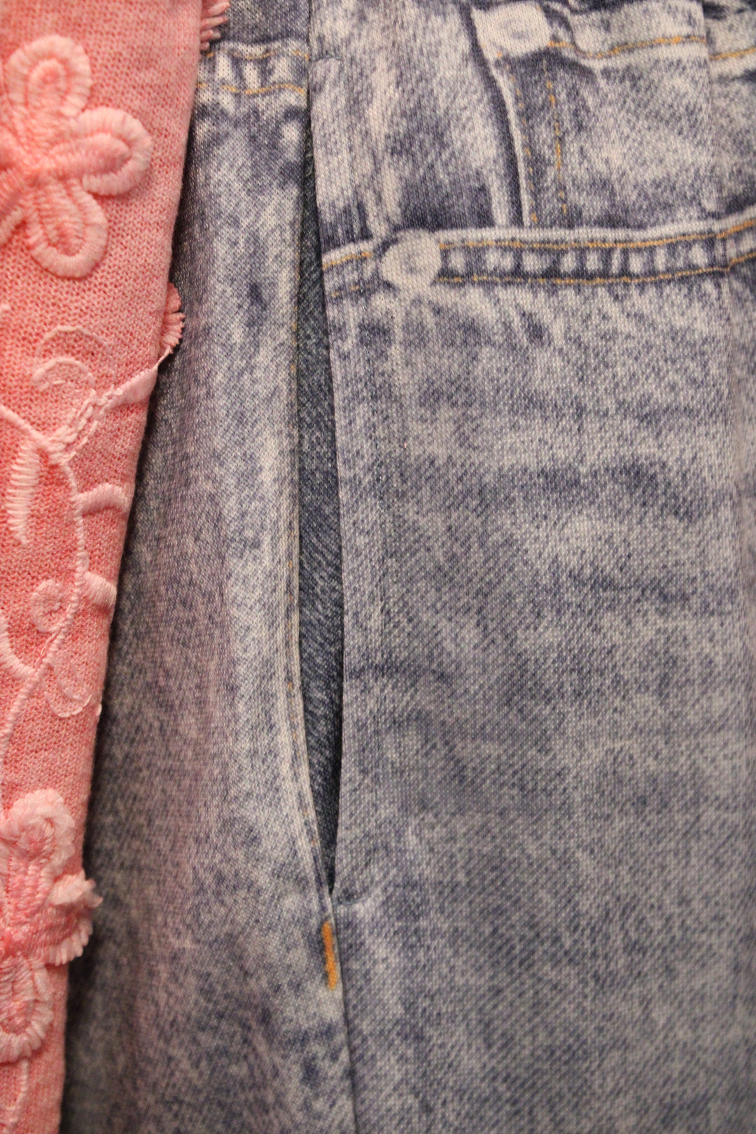 Floral Fantasy Wide Leg Faux Denim Pants