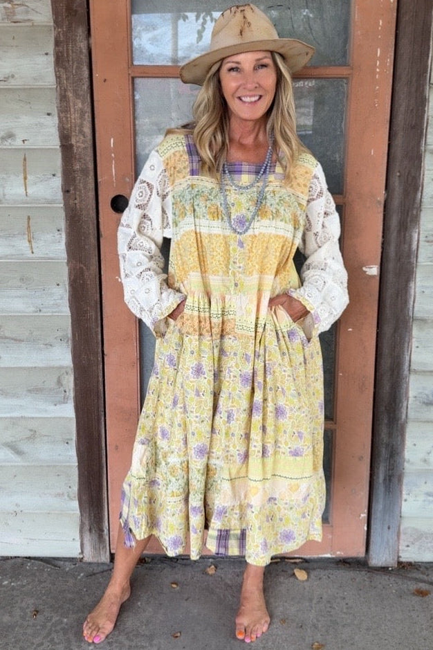 Blackberry Lemon Floral Midi Dress