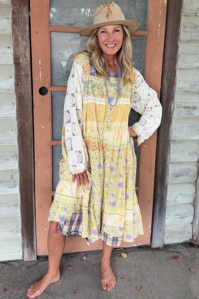 Blackberry Lemon Floral Midi Dress