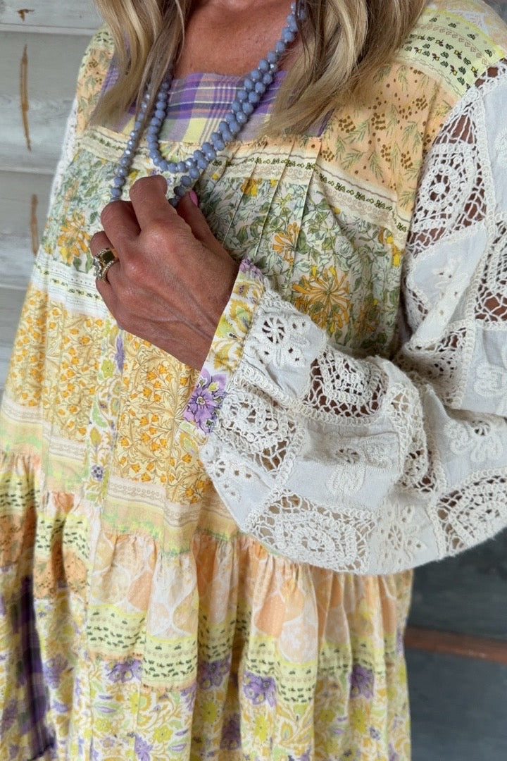 Blackberry Lemon Floral Midi Dress