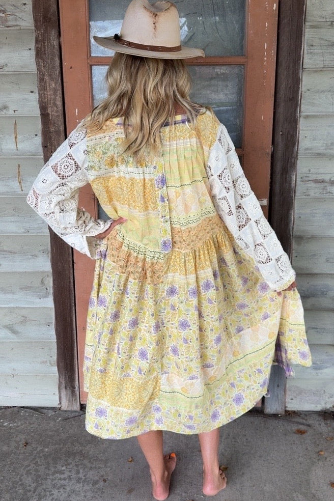 Blackberry Lemon Floral Midi Dress