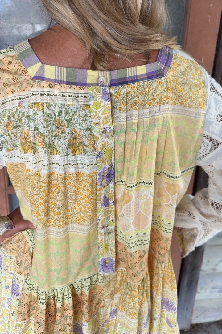 Blackberry Lemon Floral Midi Dress