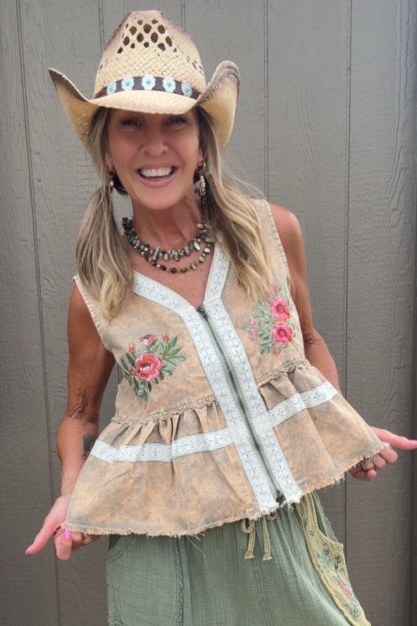 Prairie Rose Embroidered Vest