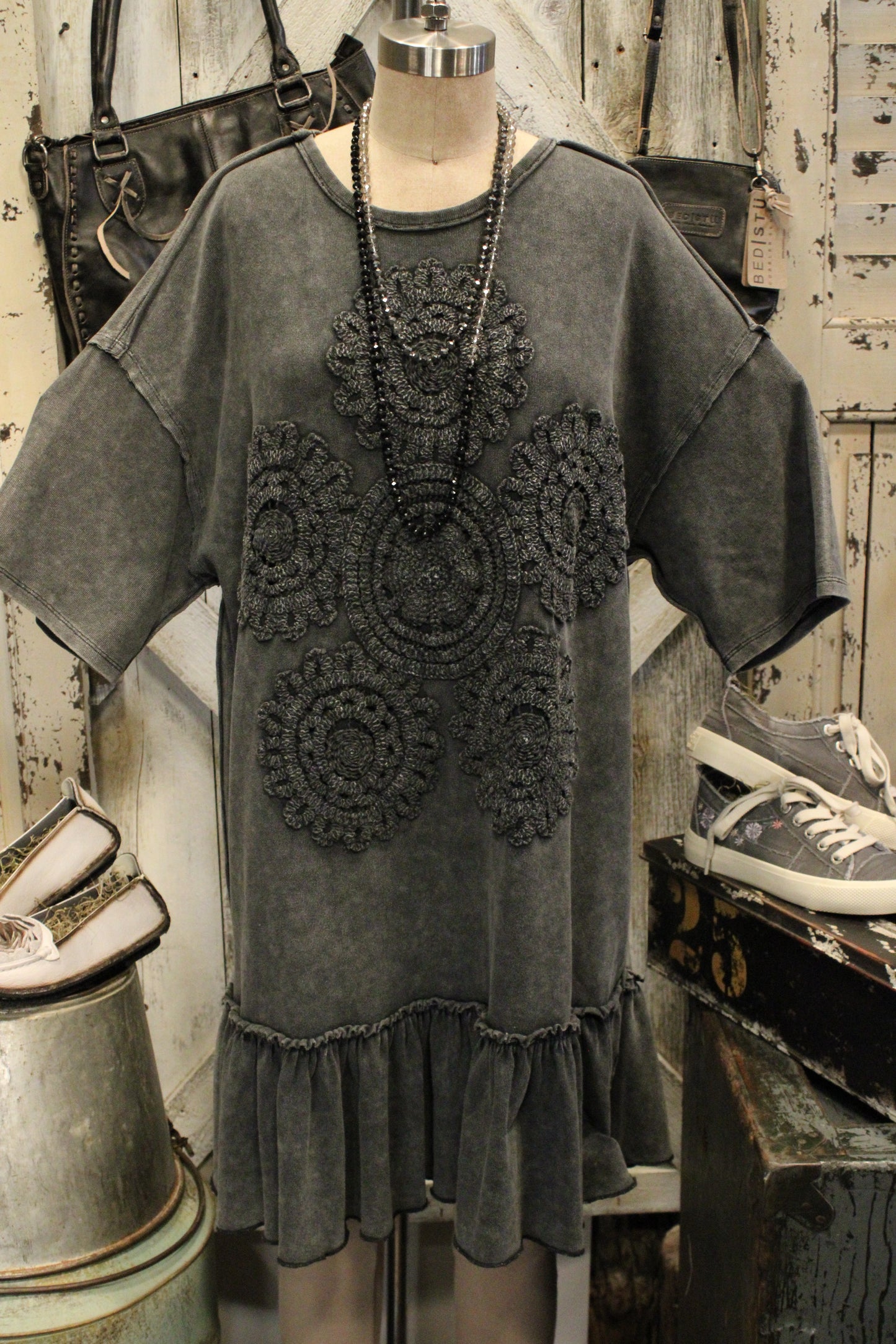 Crochet Charm Ruffle Dress