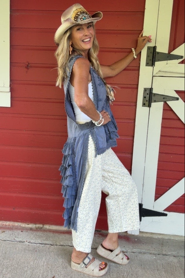 Delicate Wildflower Cream Jeans
