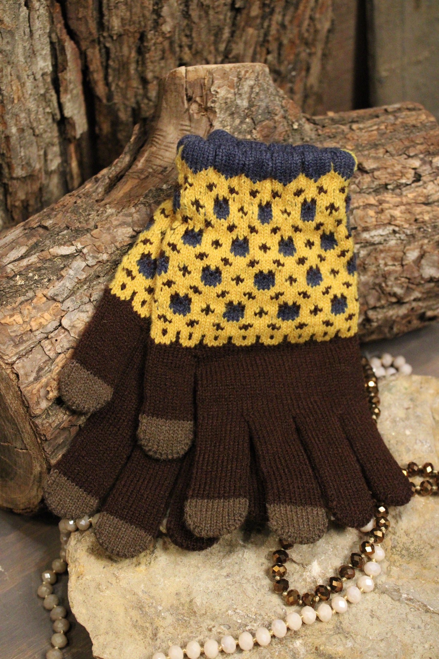 Fireside Floral Knit Gloves