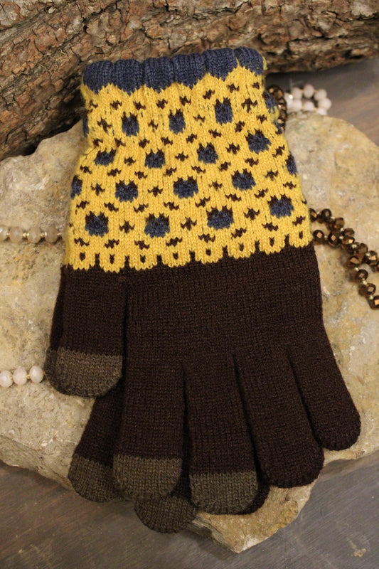 Fireside Floral Knit Gloves