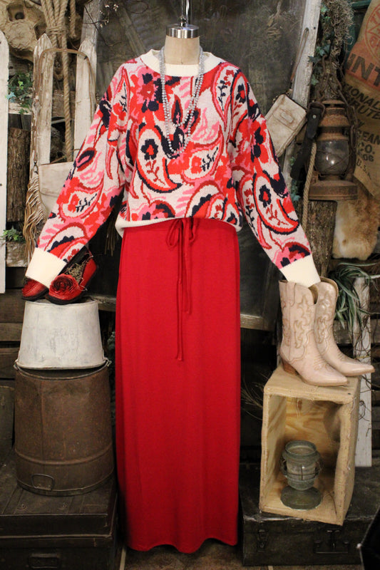 Desert Trail Red Maxi Skirt
