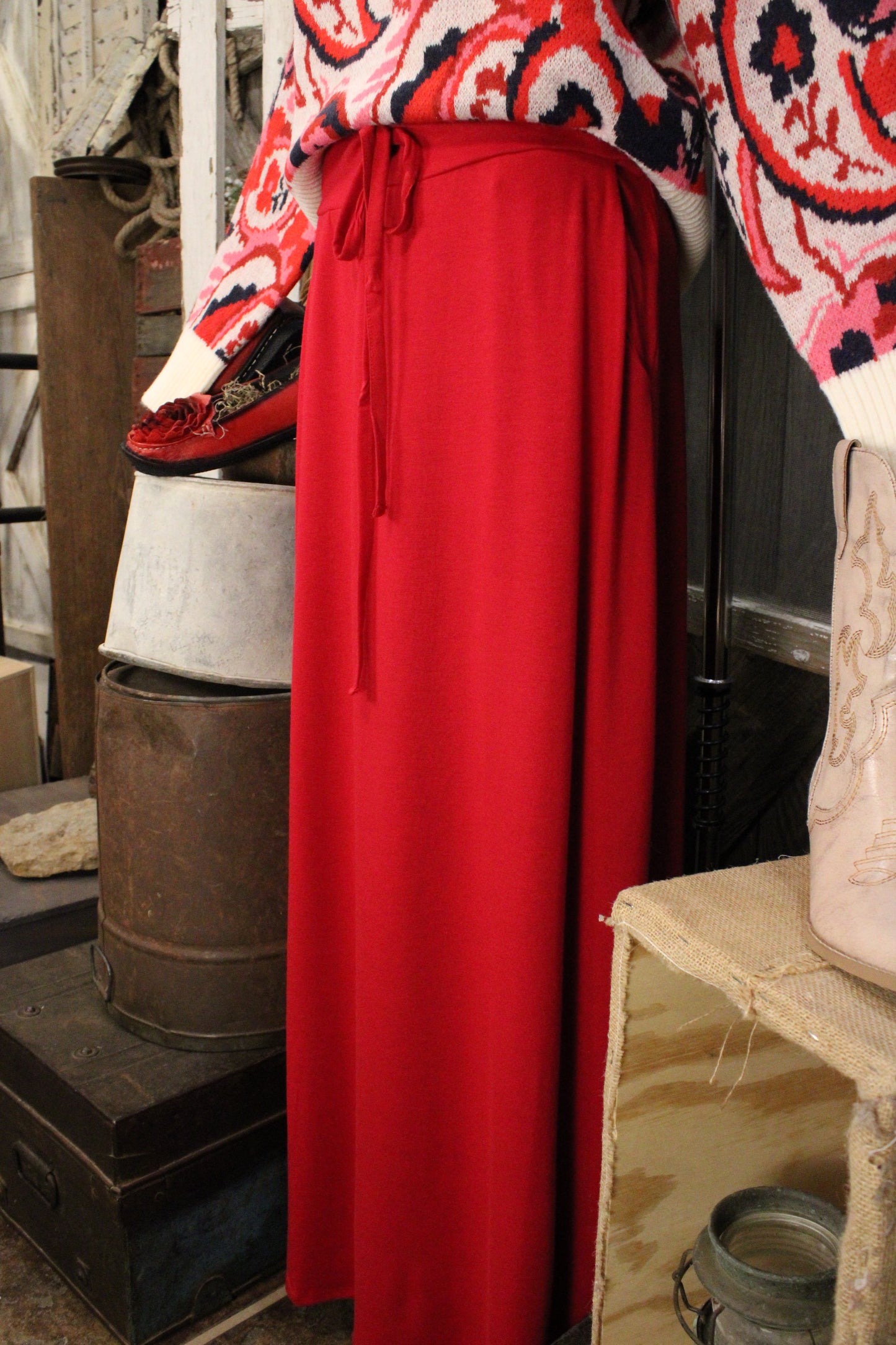 Desert Trail Red Maxi Skirt