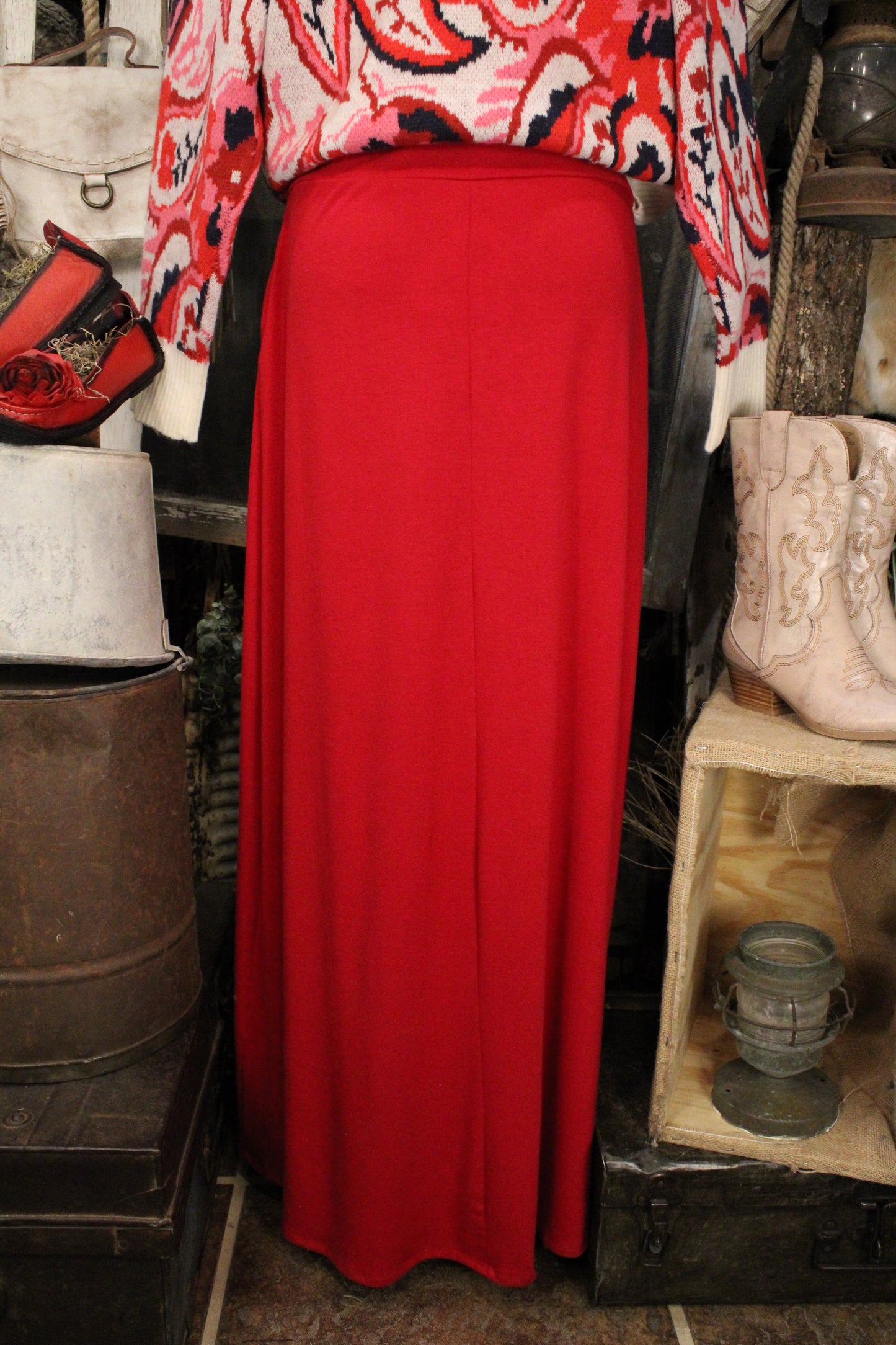 Desert Trail Red Maxi Skirt