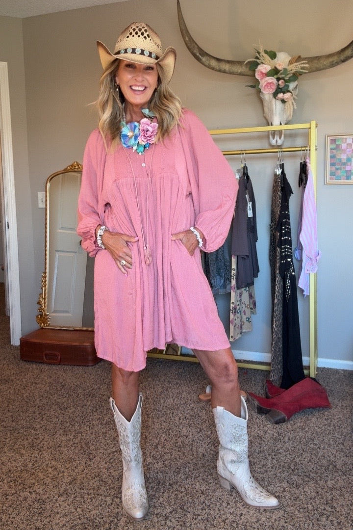Blushing Flora Long Sleeve Dress