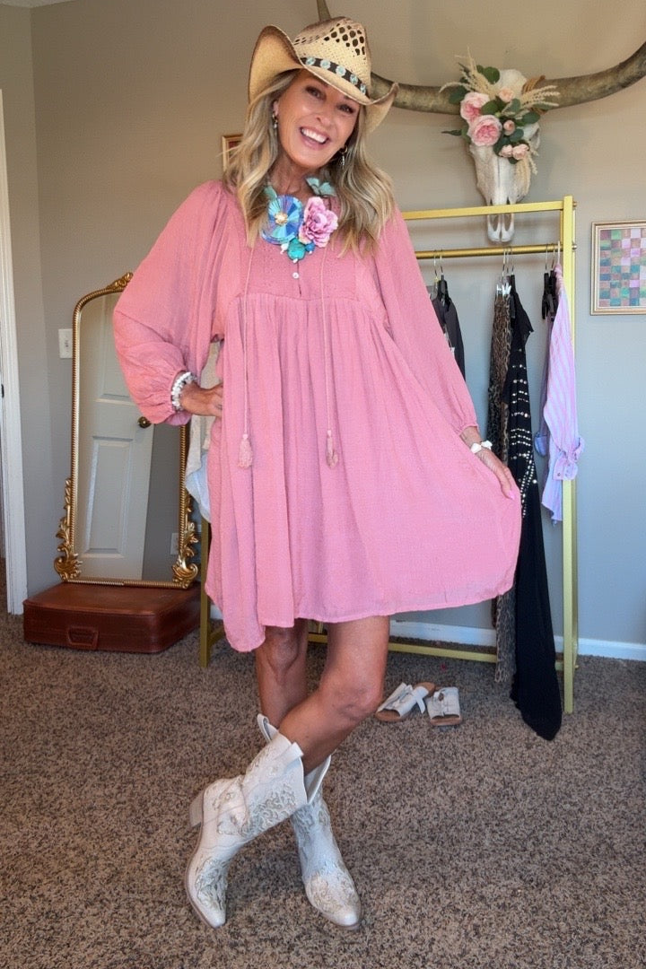 Blushing Flora Long Sleeve Dress