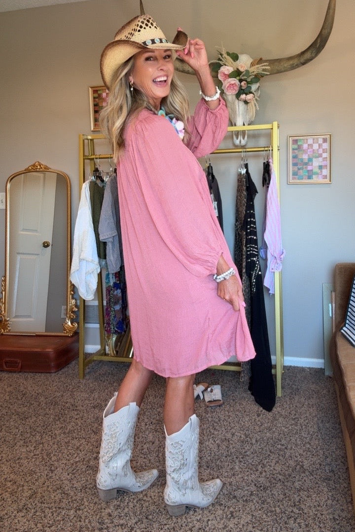 Blushing Flora Long Sleeve Dress