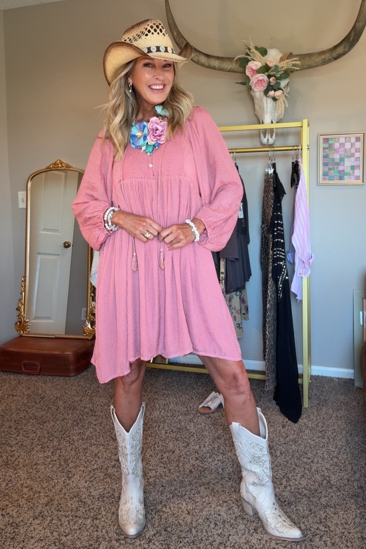 Blushing Flora Long Sleeve Dress