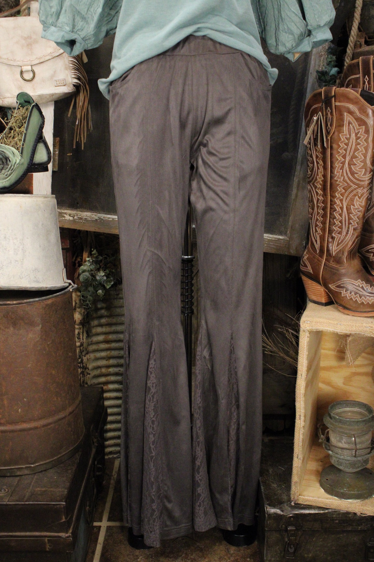 Smoky Lace Charcoal Flare Pants