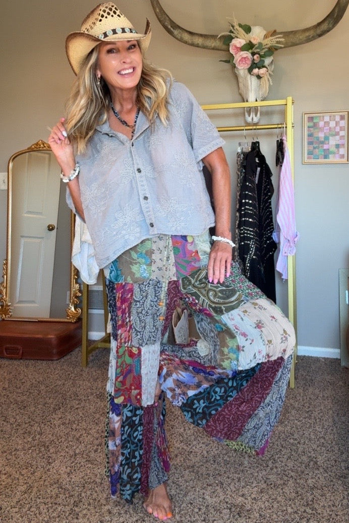 Cottage Bloom Heather Gray Hooded Top