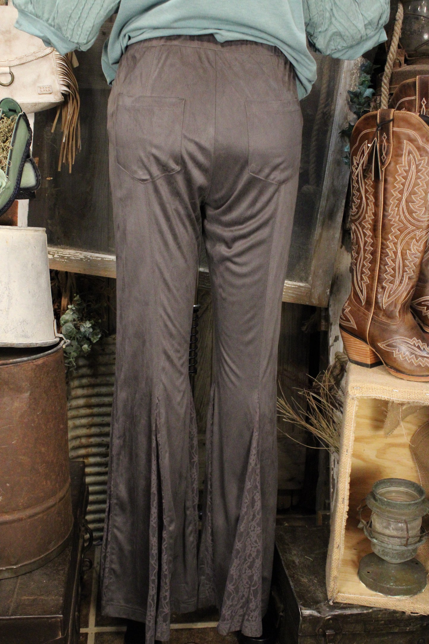 Smoky Lace Charcoal Flare Pants