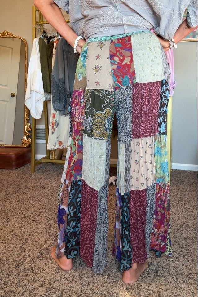 Patchwork Meadow Grey Pants