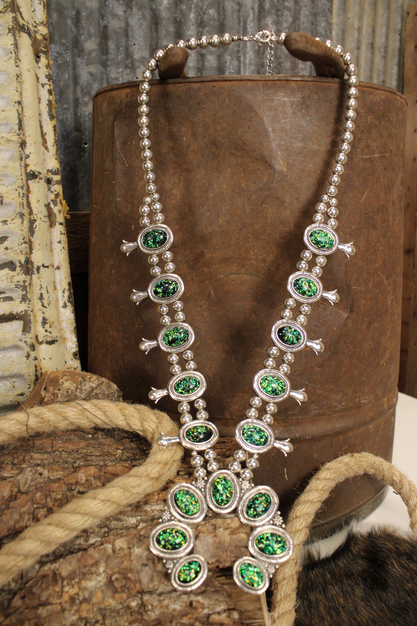 Squash Blossom Glitter Necklace