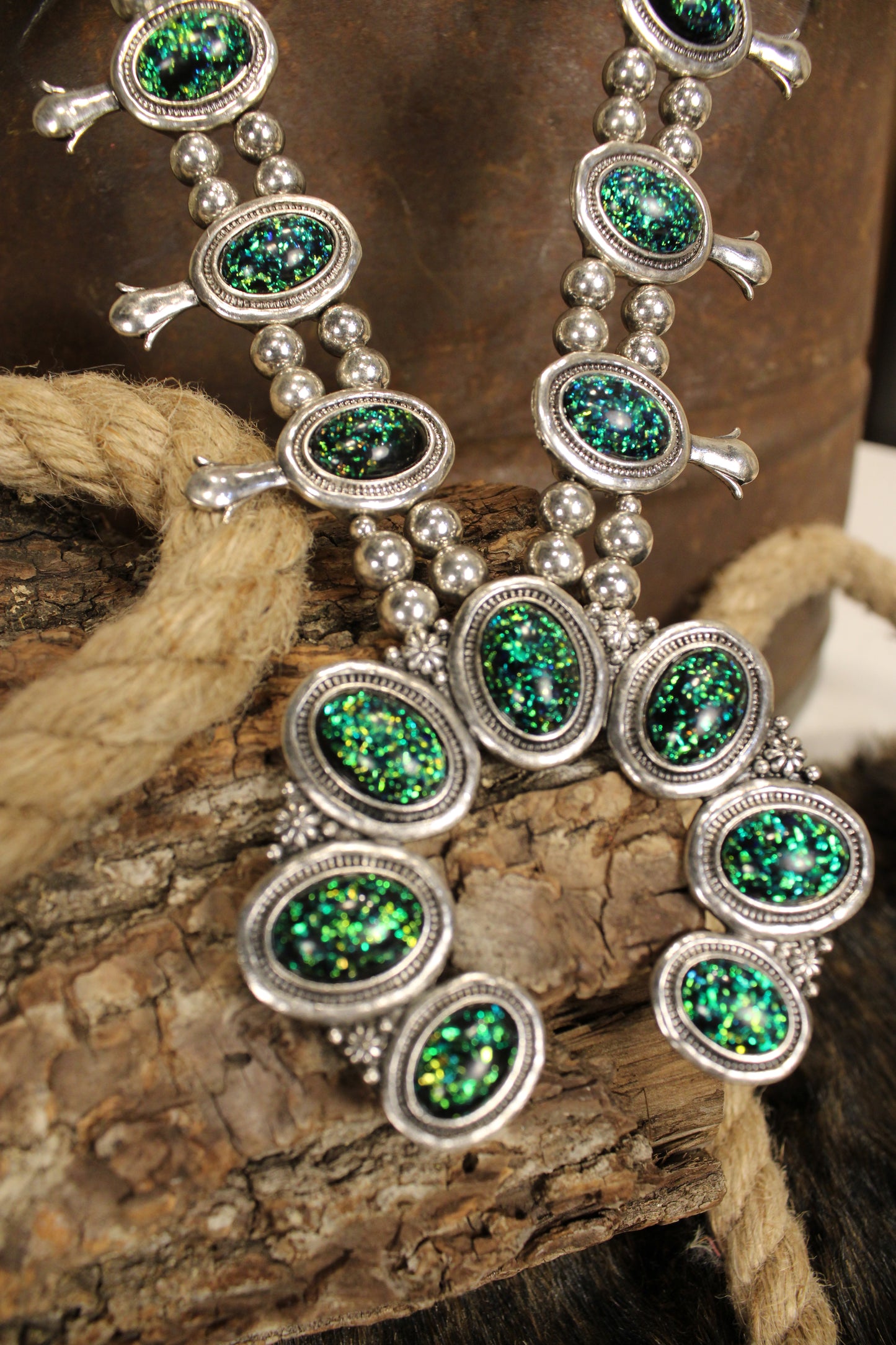 Squash Blossom Glitter Necklace