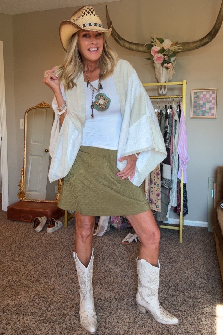 Fieldstone Quilted Olive Skirt