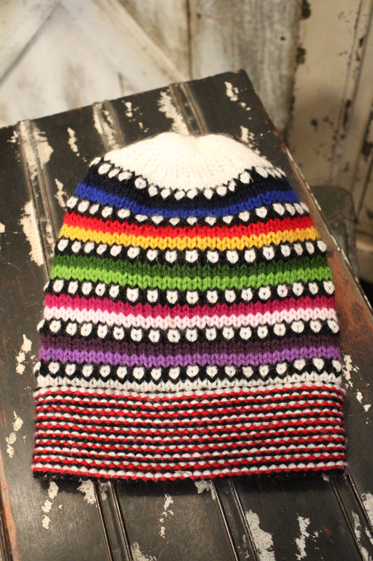 Dots Alpaca White Beanie