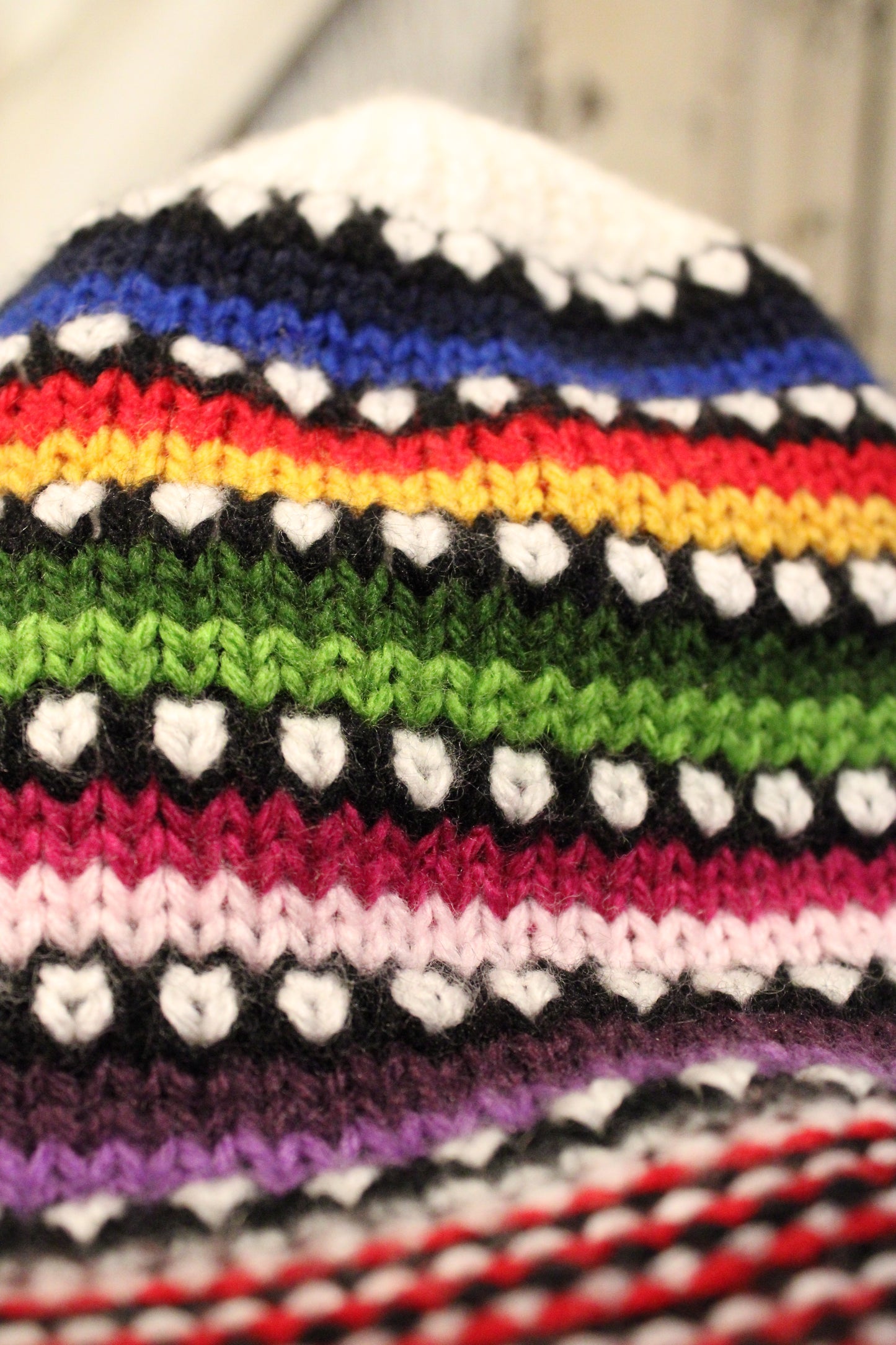 Dots Alpaca White Beanie