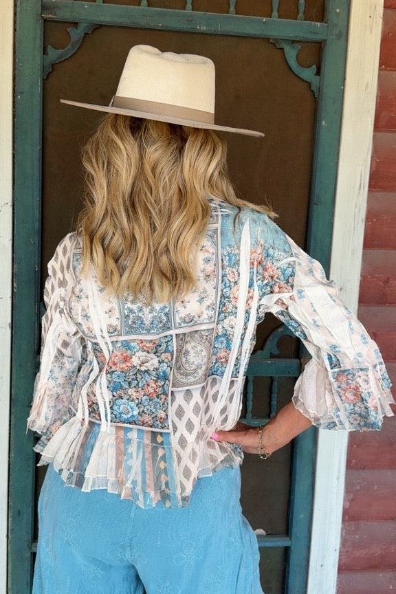 Petals and Poetry Beige Patch Taupe Jacket