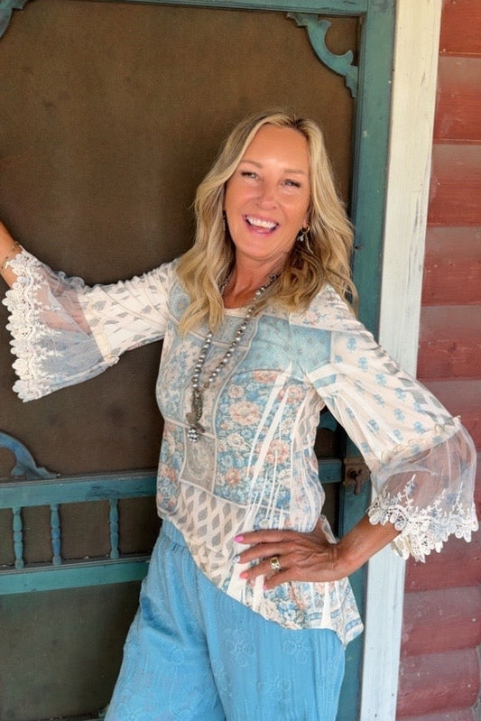 Broom Tail Beige Patch Taupe Blouse