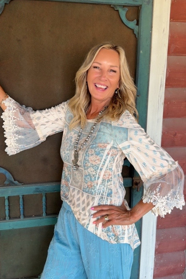 Broom Tail Beige Patch Taupe Blouse