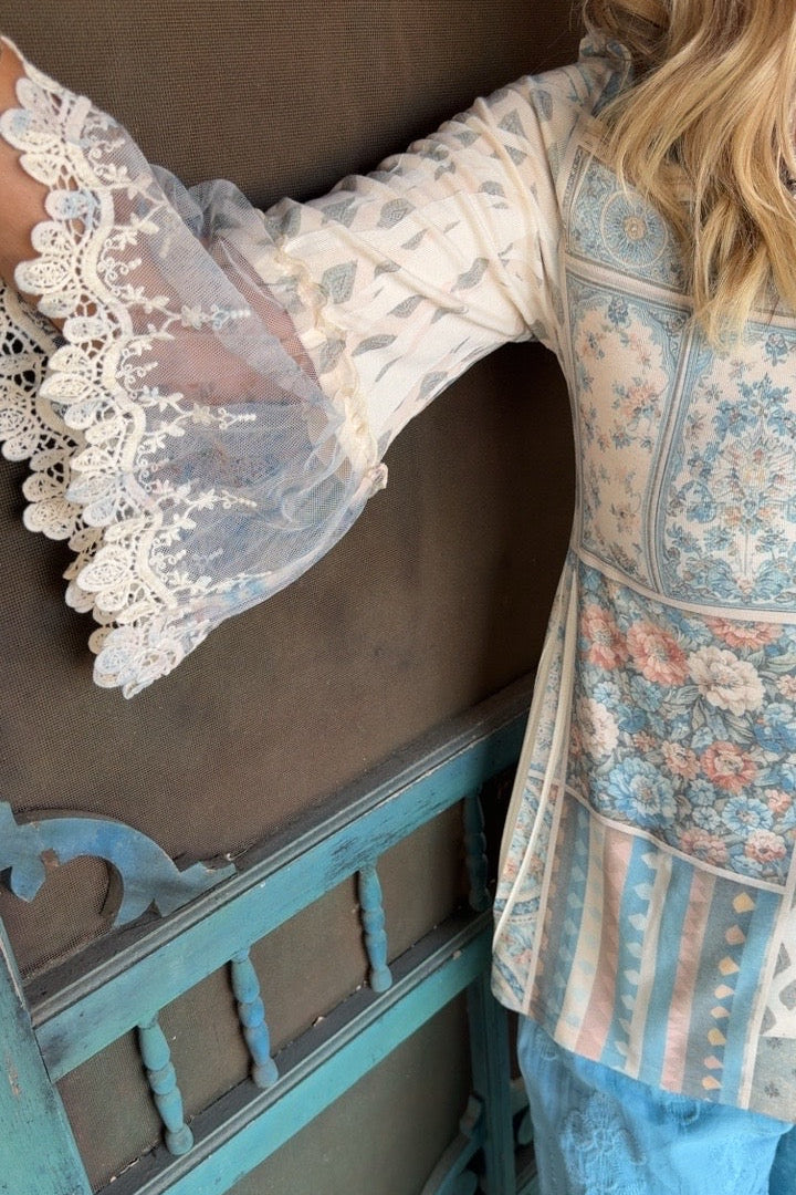 Broom Tail Beige Patch Taupe Blouse