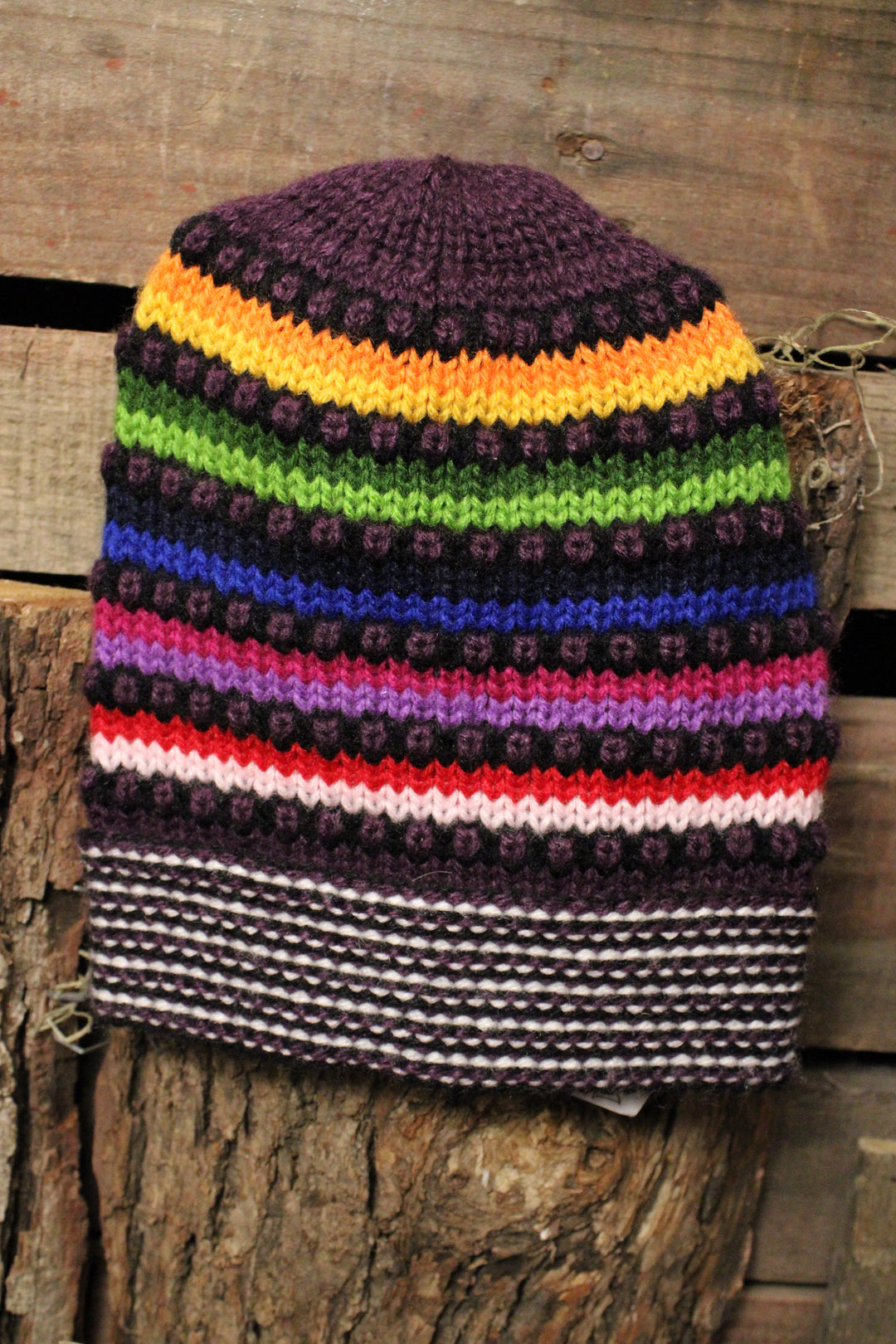 Dots Alpaca Purple Beanie