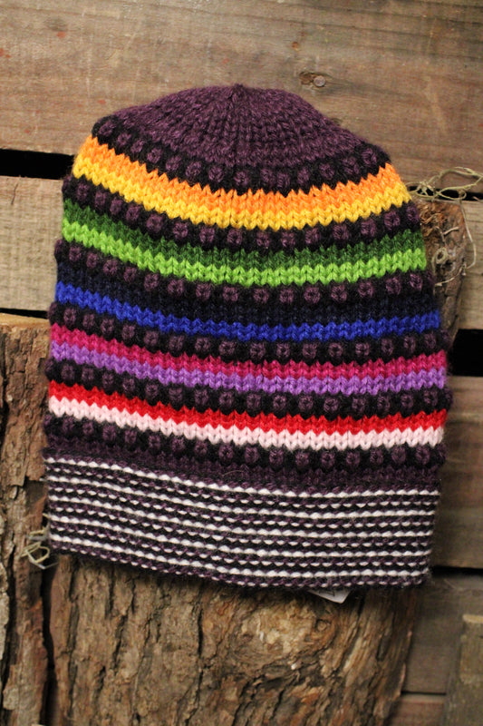 Dots Alpaca Purple Beanie