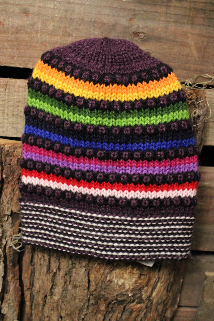 Dots Alpaca Purple Beanie