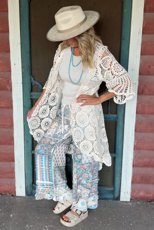Desert Dune High-Low Crochet Cardigan