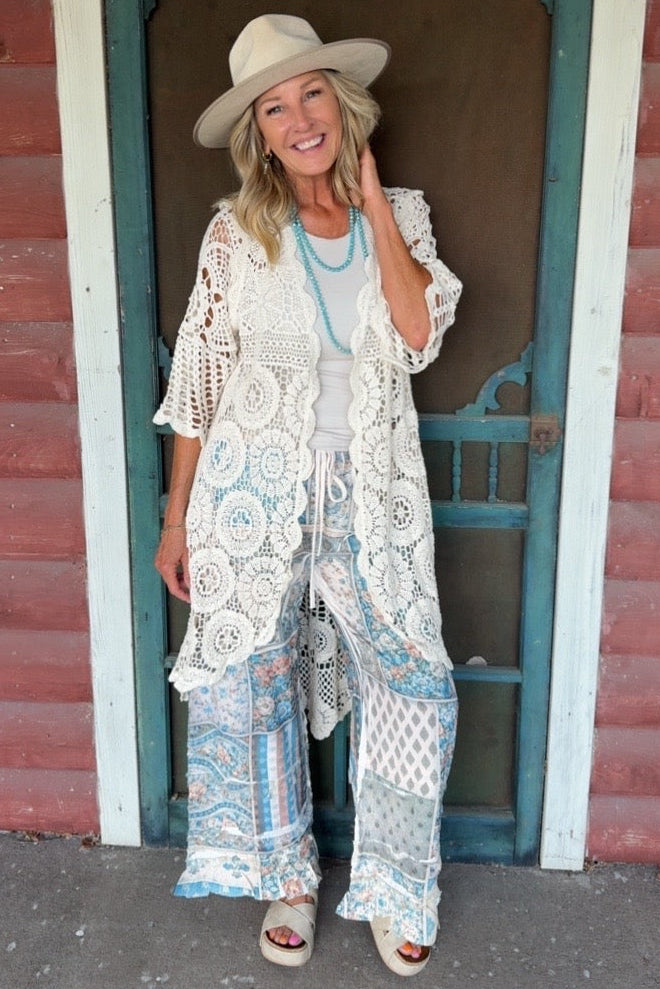 Desert Dune High-Low Crochet Cardigan