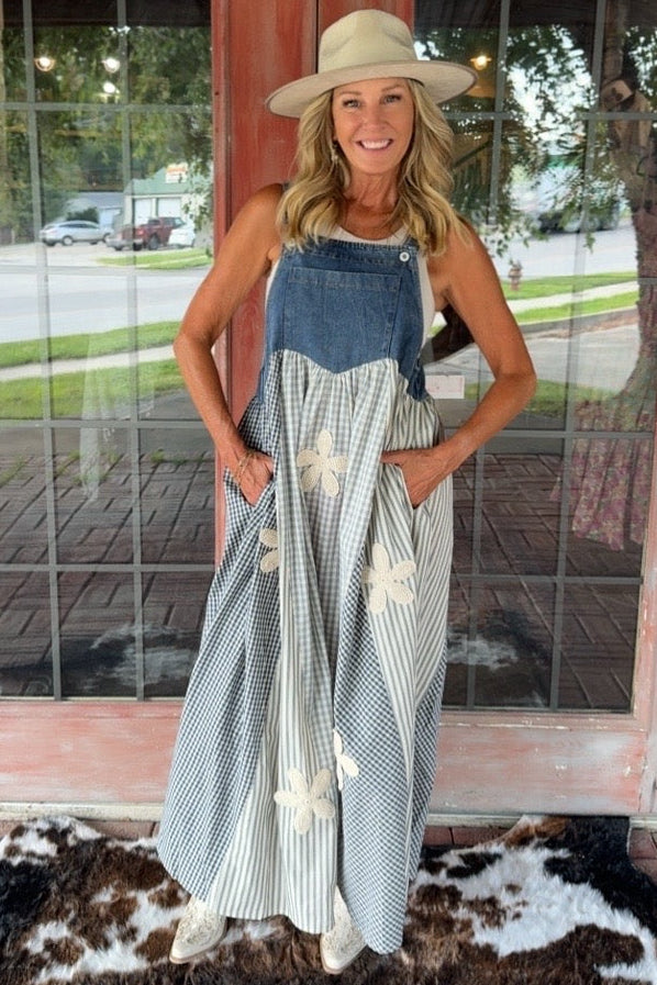 Blue Skies & Blossoms Overall Dress