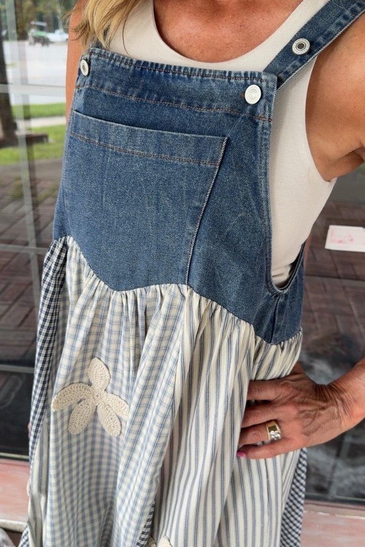 Blue Skies & Blossoms Overall Dress – Farm Girls Fancy Frills