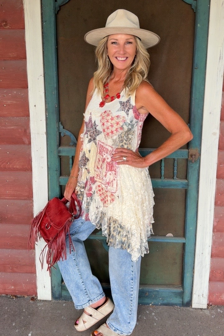 Beige Star Rose Two Way Tunic Dress