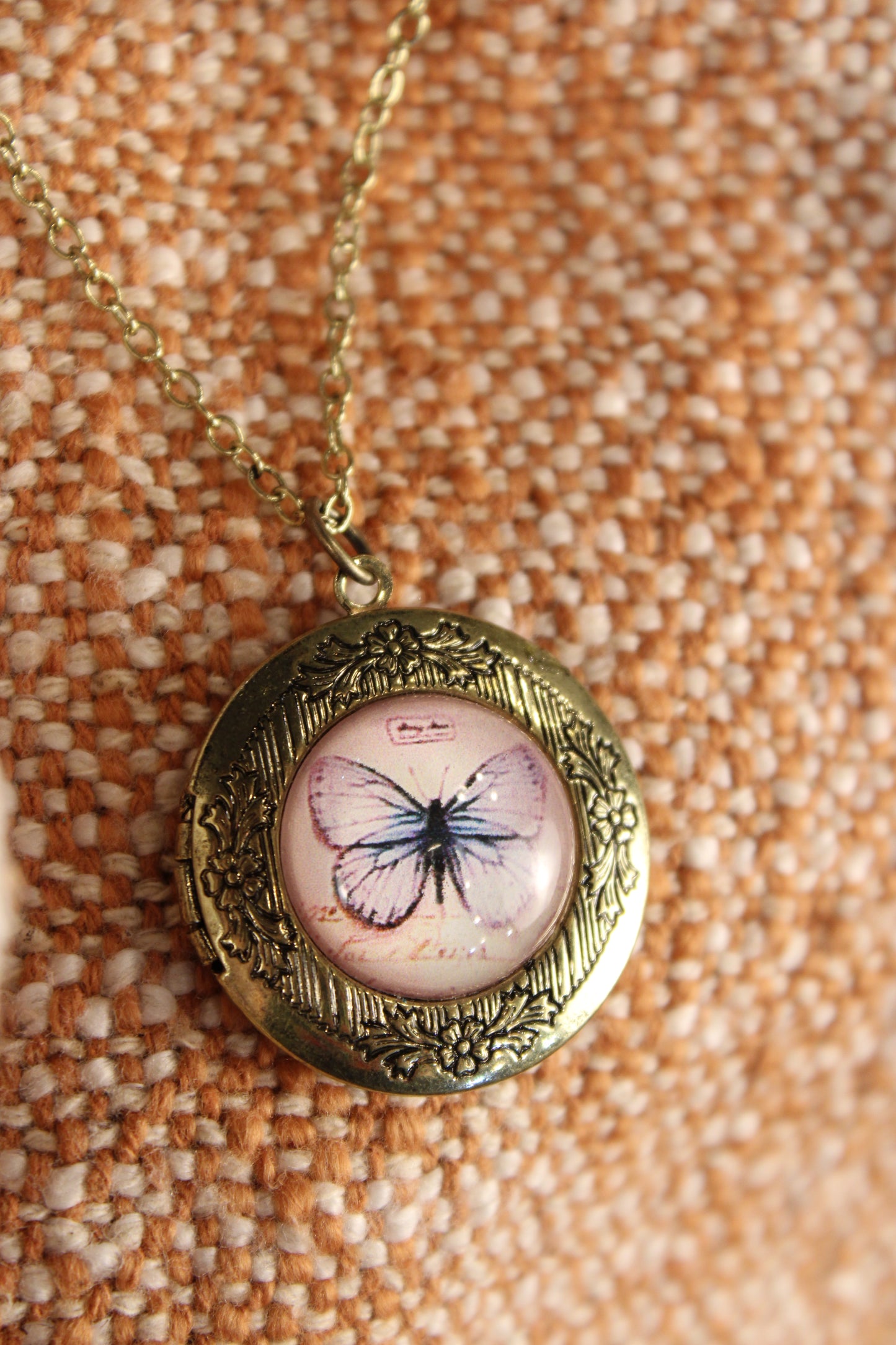 Vintage Butterfly Locket Necklace