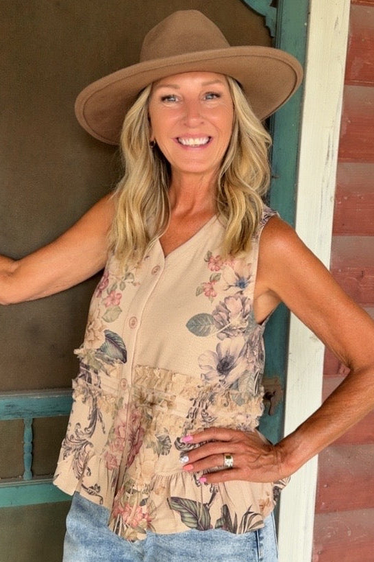 Meadowlight Taupe Watercolor Vest