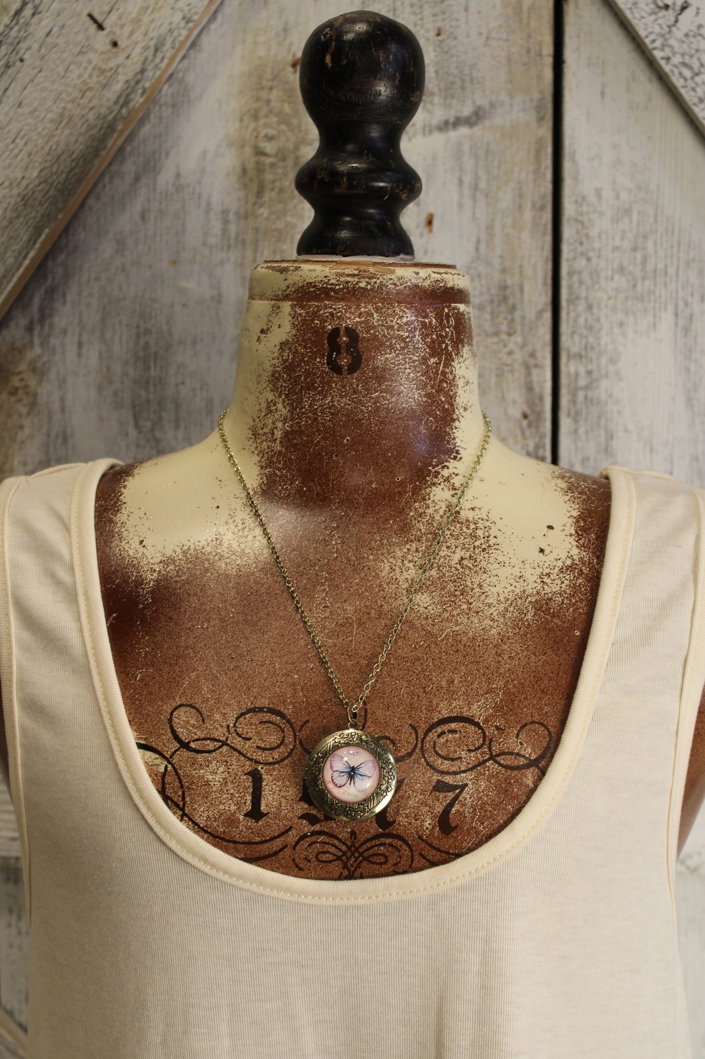 Vintage Butterfly Locket Necklace
