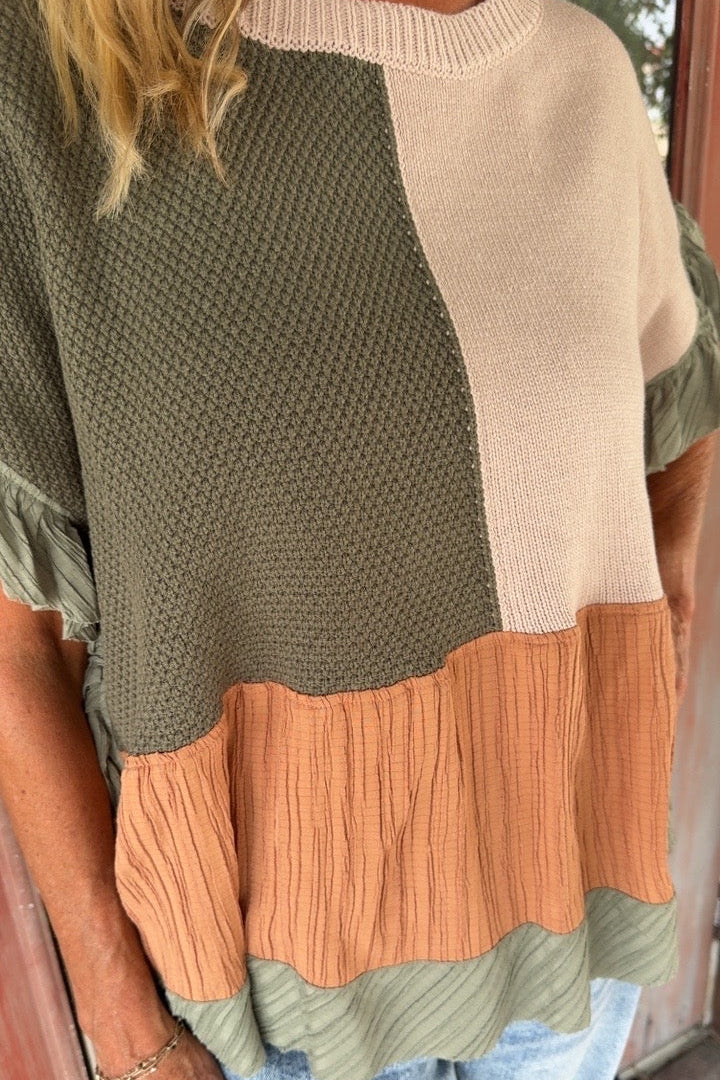 Pumpkin &amp; Sage Knit Top